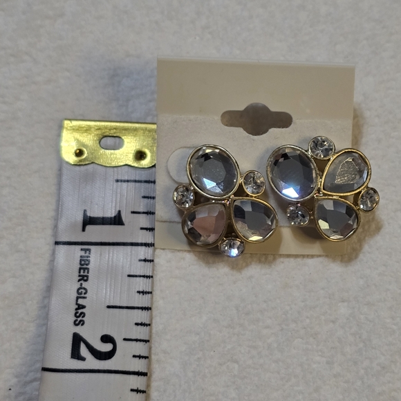 Lia Sophia "Icon" Matte Gold / Hematite Tone w/Cut Crystals Stud Earrings - Picture 2 of 5